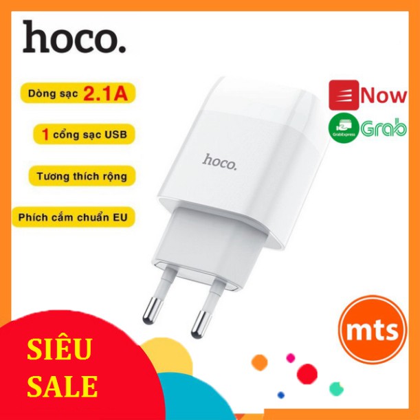 [ Hà Nội ] Củ cốc sạc Hoco C72A đầu ra 2.1A 1 cổng USB cao cấp chính hãng - Minh Tín Shop
