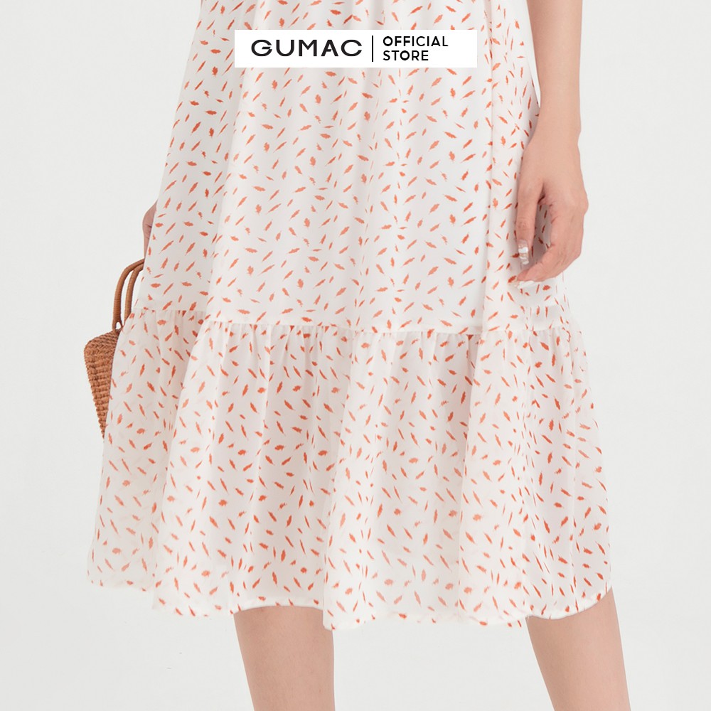 Đầm hoa nhí nữ trễ vai GUMAC thiết kế tiểu thư DB494