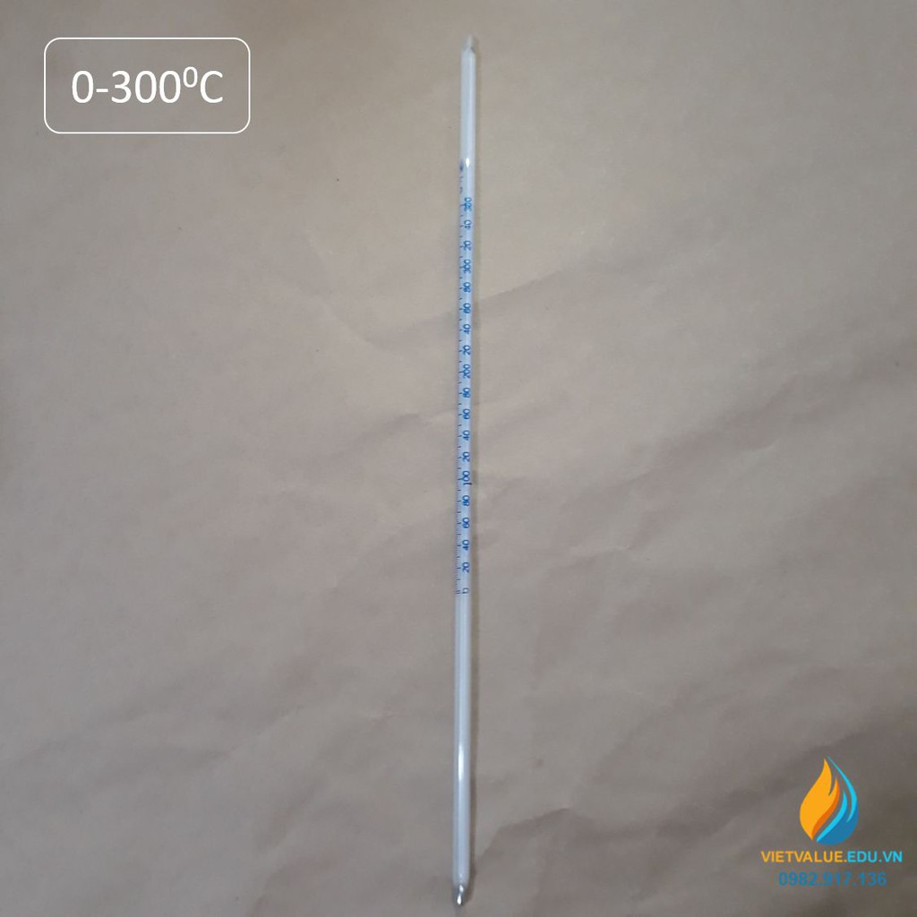 Nhiệt kế thủy ngân đo nhiệt độ khoảng đo 0 đến 300 độ C, độ chia nhỏ 2 độ C