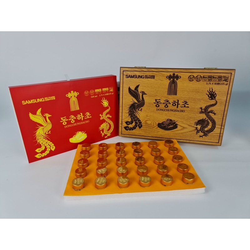 Đông Trùng Hạ Thảo Hộp Gỗ Vàng 60 Viên Cao cấp chính hãng Hàn Quốc