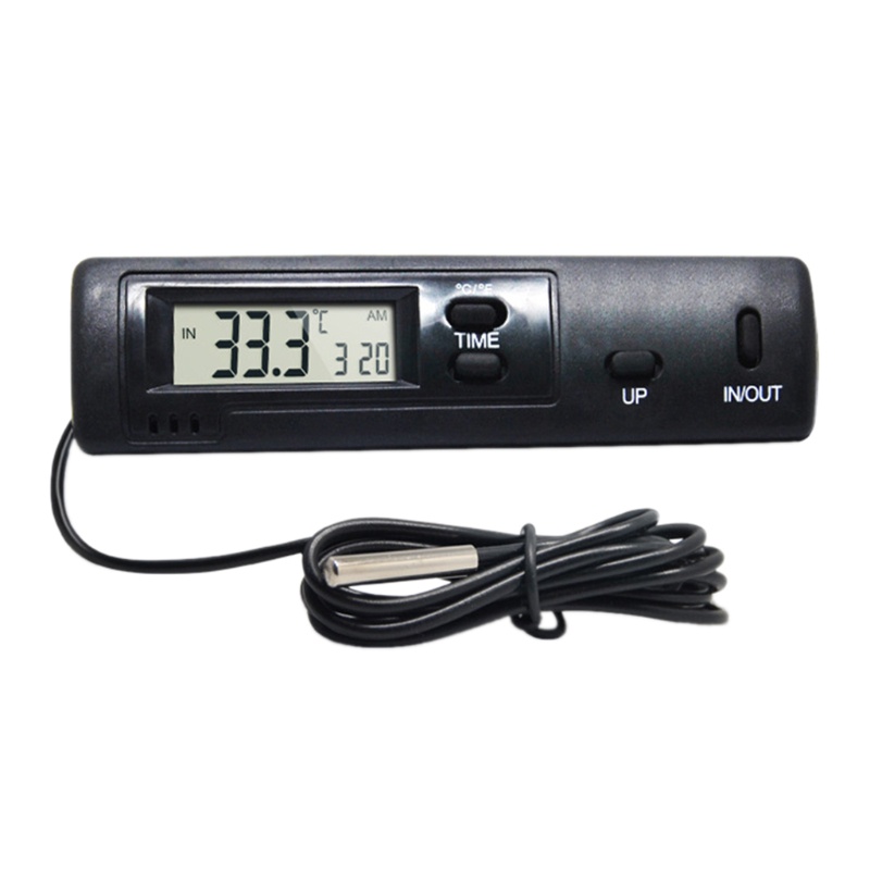 Nhiệt Kế Và Đồng Hồ Đo Nhiệt Độ C / F 12 / 24 H Có Cảm Biến 1m Cho Tủ Lạnh Xe Hơi