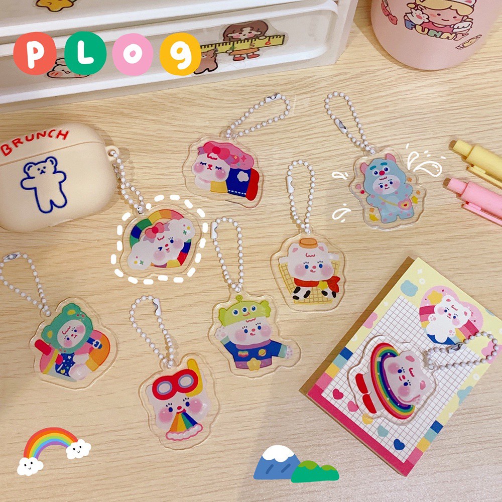Móc Khóa Trang Trí Túi Xách Họa Tiết Dễ Thương Cho Bé Gái