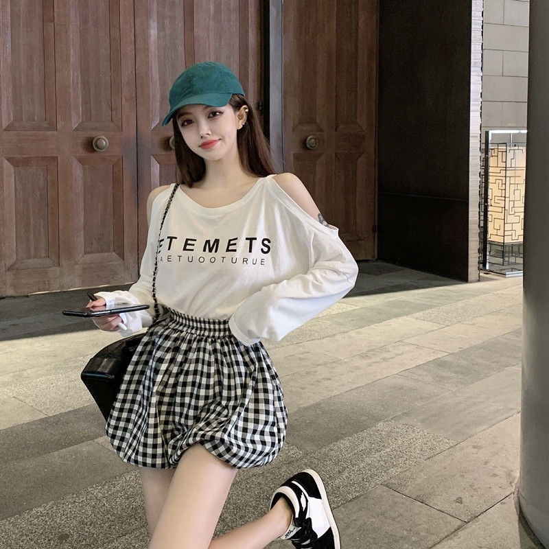 Áo Thun Tay Dài Hở Vai Dáng Rộng Phong Cách Hàn Quốc Thời Trang Mùa Hè Mới Cho Nữ 7 Ngày