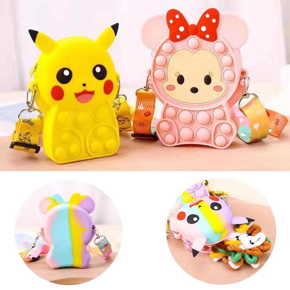 BORAG Rodent Túi Silicon Đeo Vai Đựng Tiền Xu Chống Căng Thẳng Hình Pikachu Thời Trang Pioneer