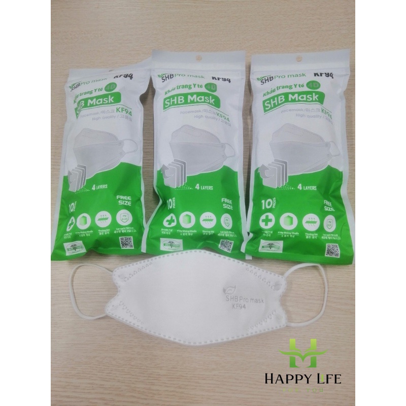 Khẩu trang KF94, khẩu trang 4D Hàn Quốc kháng khuẩn - Happy Life 4U