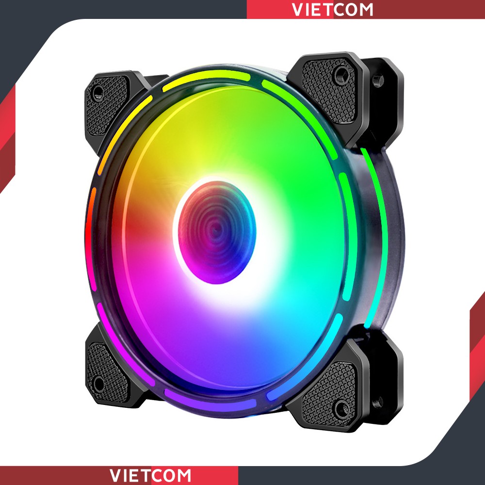 Fan Led RGB Coolmoon V9 - Led RGB Dual Ring (Led tâm + Led viền) - Đồng Bộ Hub Coolmoon