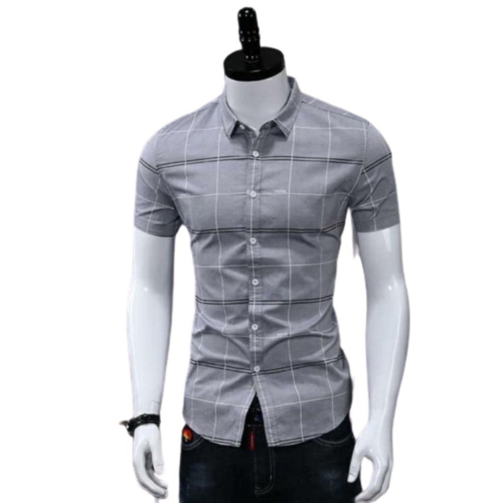 Áo Sơ Mi Nam Tay Ngắn Caro Hàn Quốc Họa Tiết Paris ❤️ Sơ Mi Nam Caro Ngắn Tay Thời Trang PONIVA Phong Cách