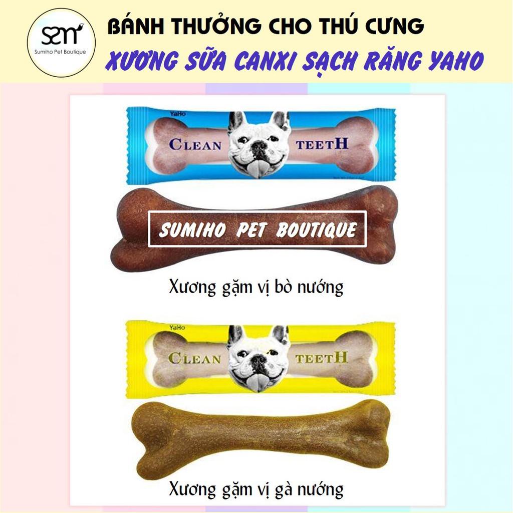 Xương gặm sạch răng bổ sung canxi cho chó YAHO (25gr/cây 7cm) vị bò-gà nướng