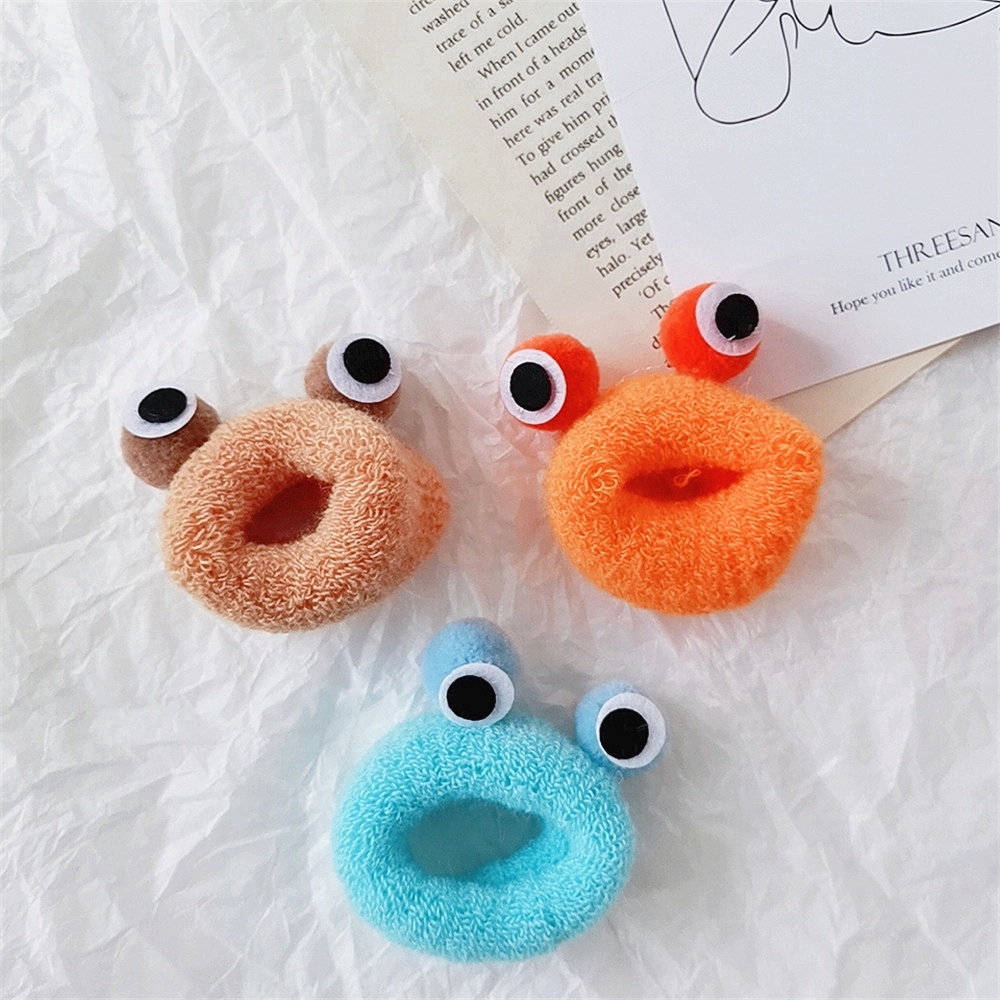 Dây buộc tóc hình ếch hoạt hình dễ thương bằng vải lông có dây cao su