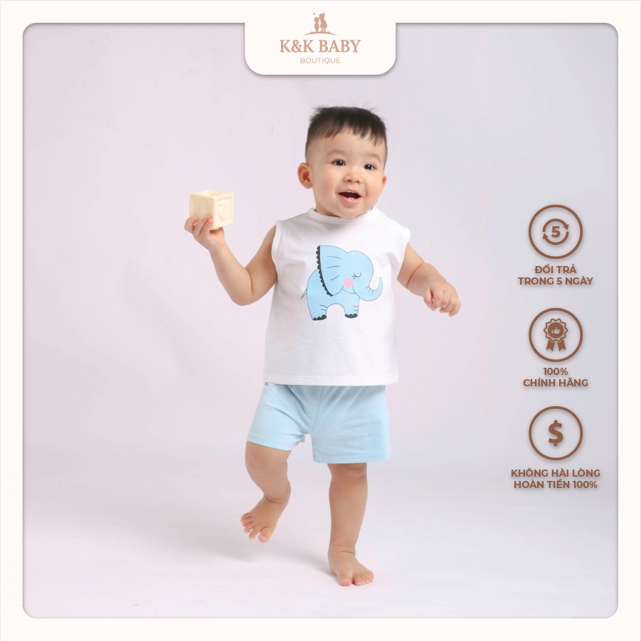 Set bé trai - Set Đồ em bé trai hình con voi dễ thương 100% cotton cao cấp - K&K Baby