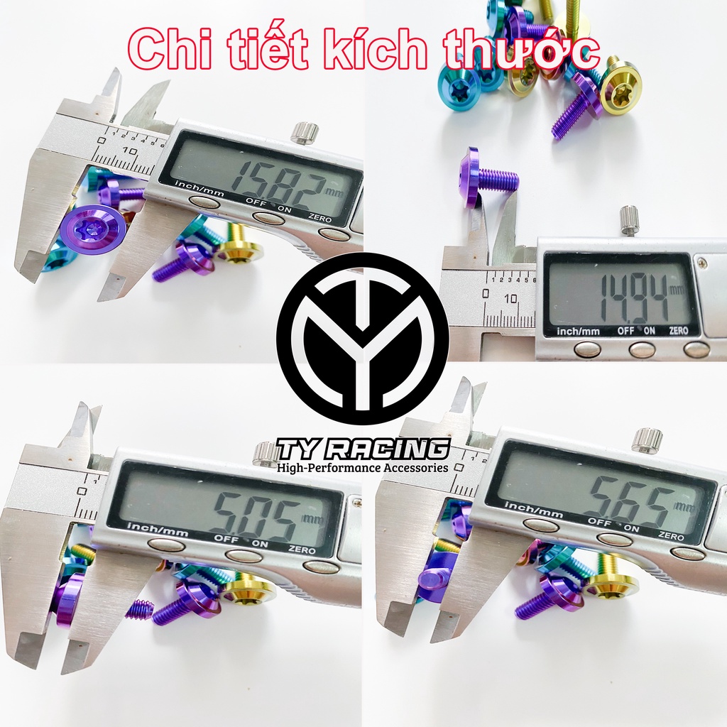 Ốc Titan 6li15 gắn Dàn áo Dè Ốp Pô Dù to dày chuẩn GR5 - TY Racing ( 1 con )
