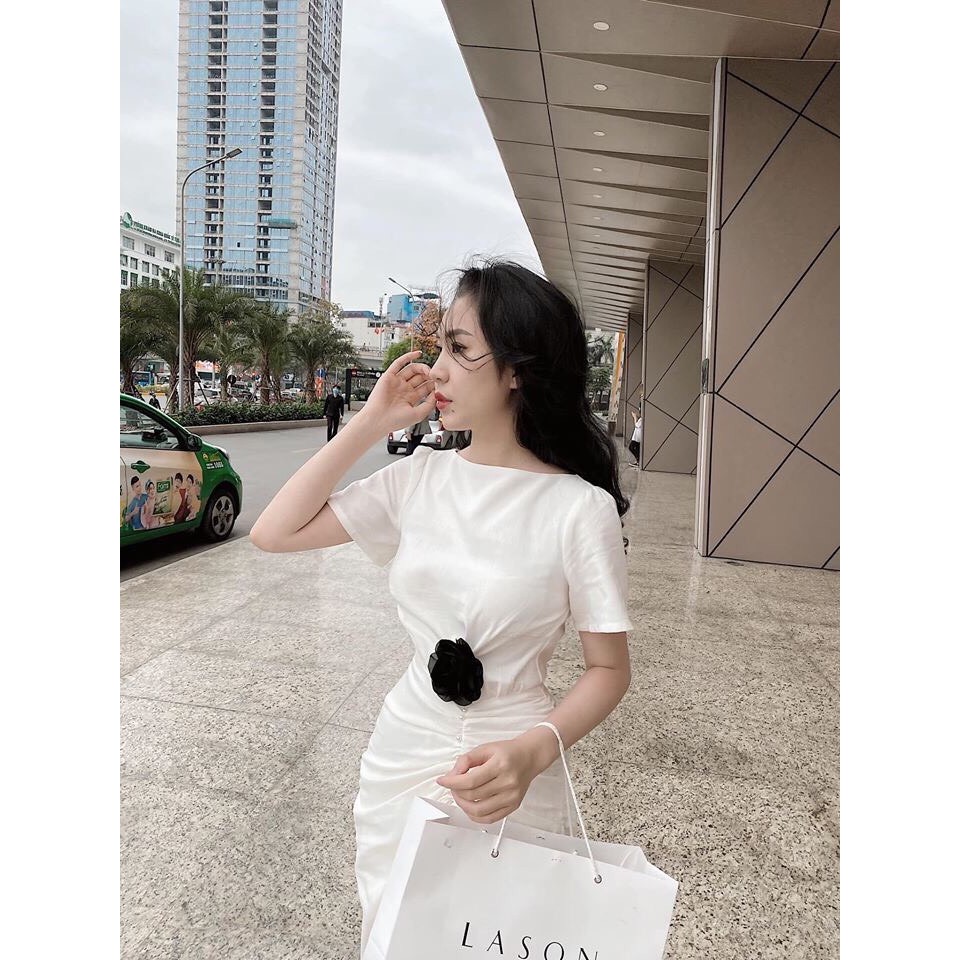 Đầm dự tiệc rút dây kết hạt hoa eo chanh xả - Luris Dress ( gồm hoa ) | BigBuy360 - bigbuy360.vn