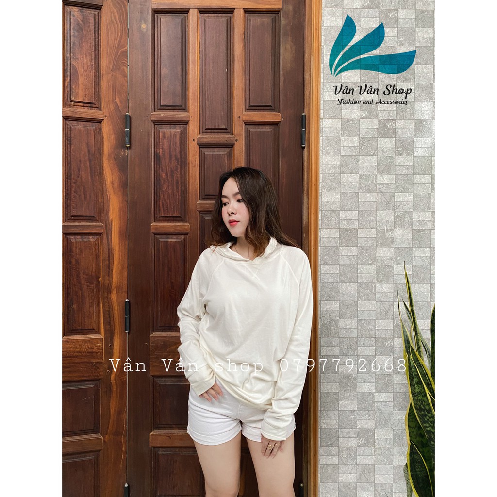 Áo hoodie trơn chất cotton