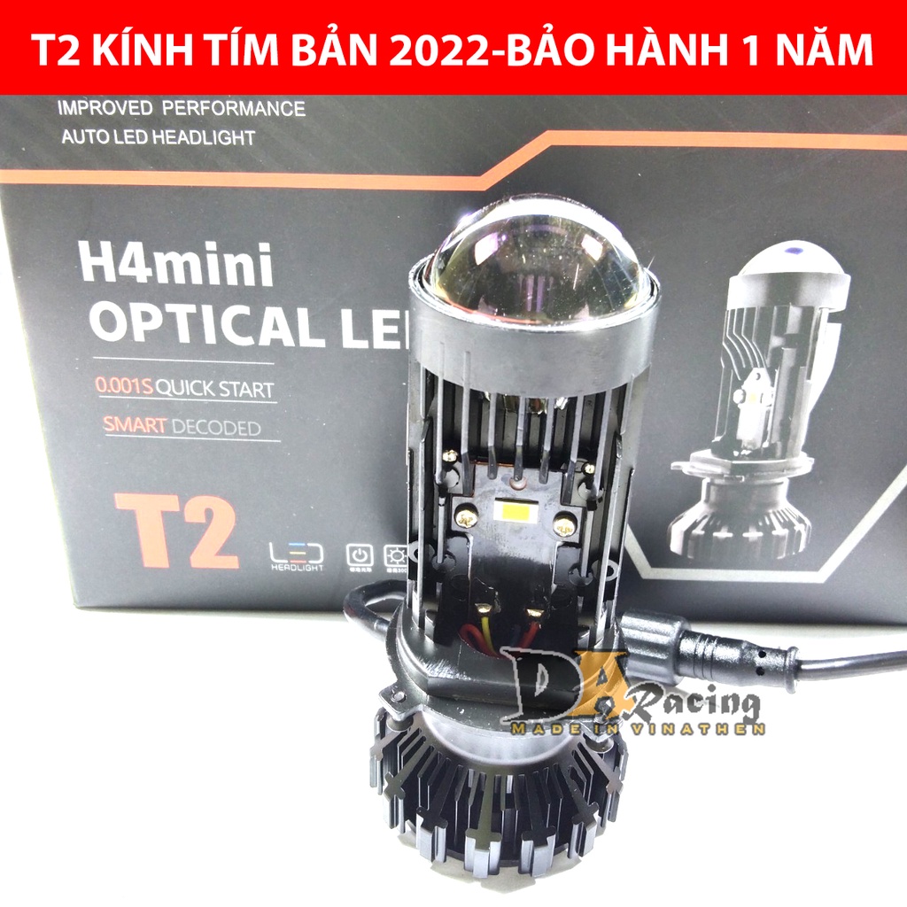 Đèn Pha LED Bi Cầu Mini H4 T2 Lắp Ô tô Xe Máy Pha Bi Cầu Chống Chói Cắt Sáng