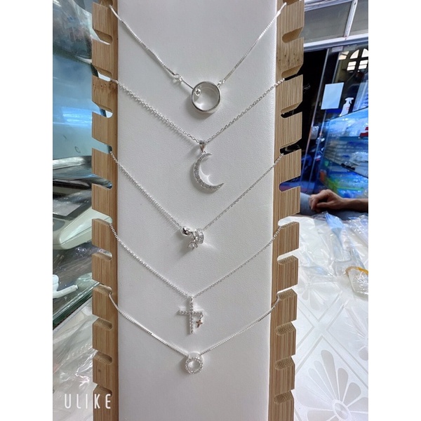 Dây chuyền mặt hổ nhỏ, thánh giá 1 viên đá bạc chuẩn tim rubic đẹp