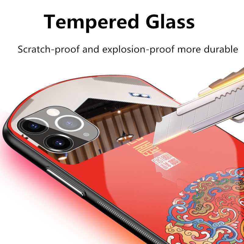 Ốp Điện Thoại Kính Cường Lực Phong Cách Trung Hoa Cho Iphone 12 11 Pro Max Xs Max Xr X 8 7 Plus Se2020