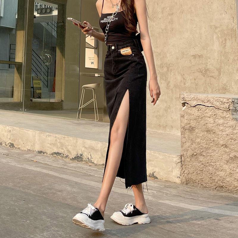 Chân Váy Jean Dáng Chữ A Rộng Kiểu Xẻ Tà Phong Cách Thời Trang Mùa Hè Cho Nữ