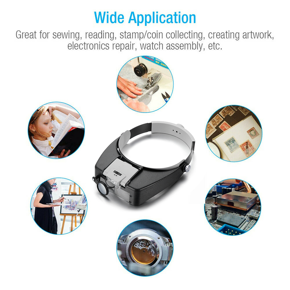Kính lúp đội đầu có đèn led làm việc
