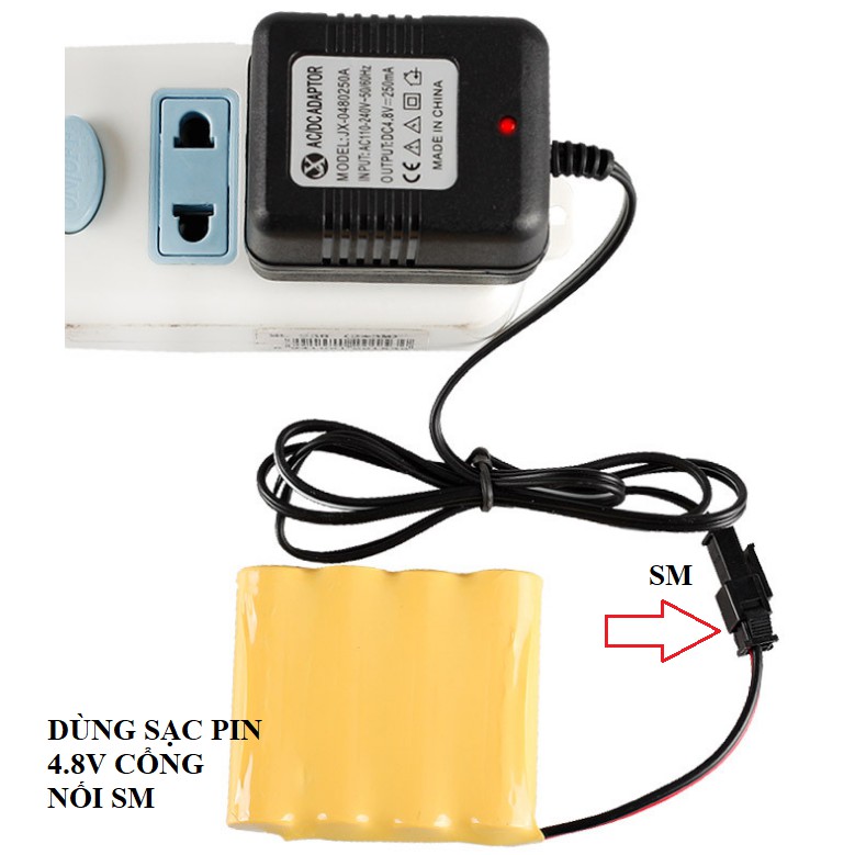 Củ sạc rời 4.8v dùng sạc pin xe mô hình điều khiển cổng nối SM