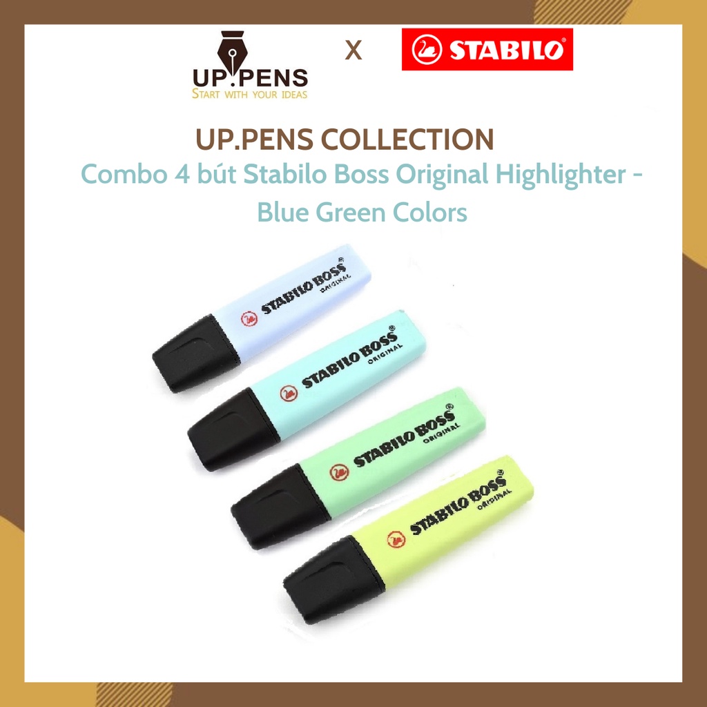 Combo 04 bút dạ quang Stabilo Boss Original Highlighter - UP.PENS Collection - Pastel Colors 4