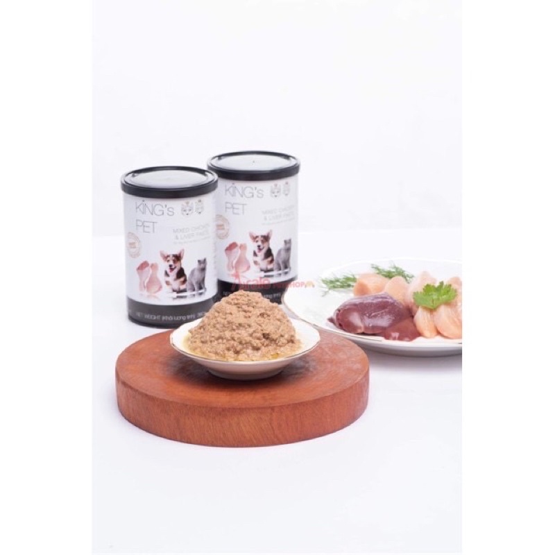 [Ngon số 1] Pate Cá và Gà Hỗn Hợp Cho Chó Mèo King’s Pet lon 380g 100% chính hãng