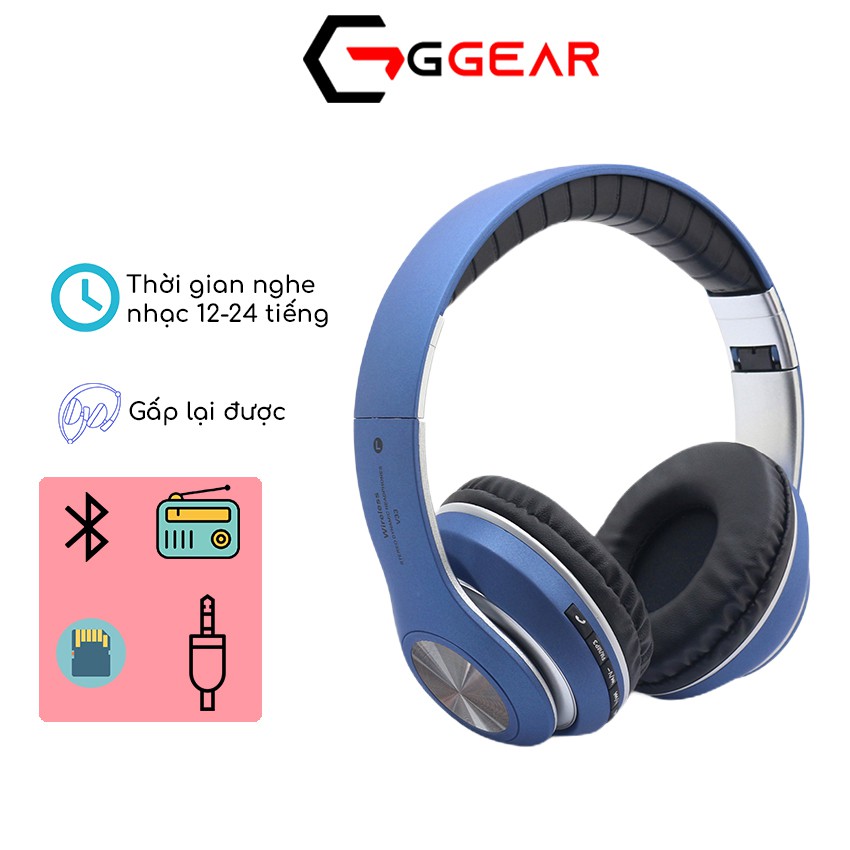 Tai nghe chụp tai headphone bluetooth không dây GGear - Pin 12 tiếng bluetooth TF card jack 3.5 audio radio GV33