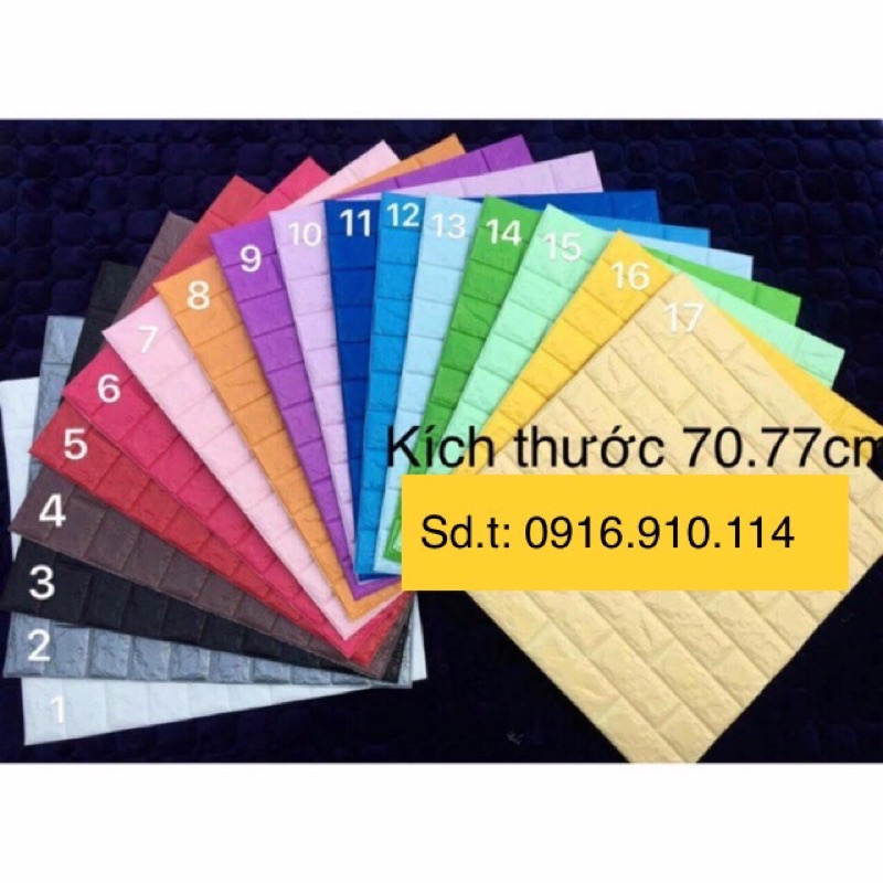 combo 10 tấm xốp dán tường giả gạch đủ màu kích thước 70-77cm