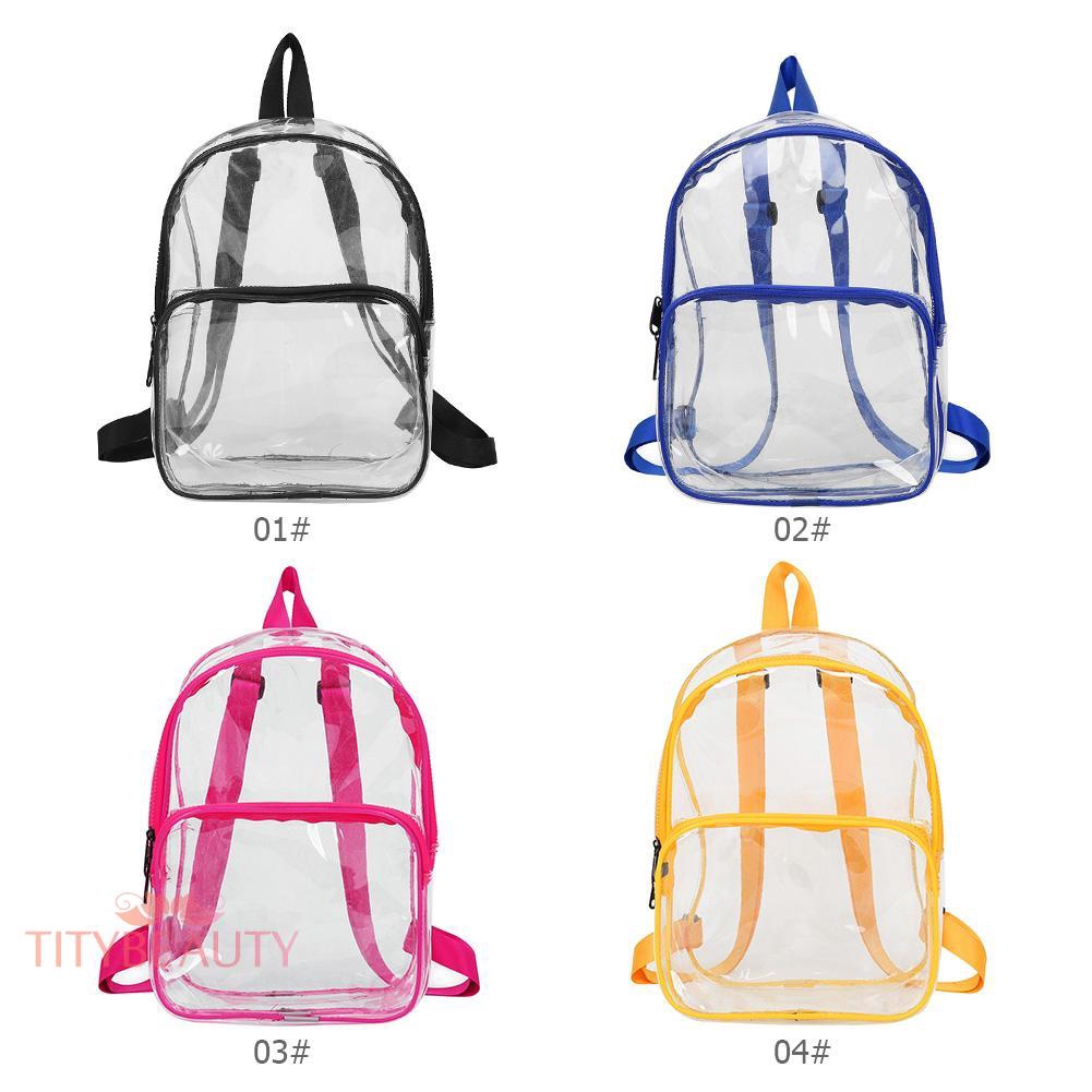 Transparent PVC Backpacks Women Clear School Bags Knapsacks Shoulder Bags