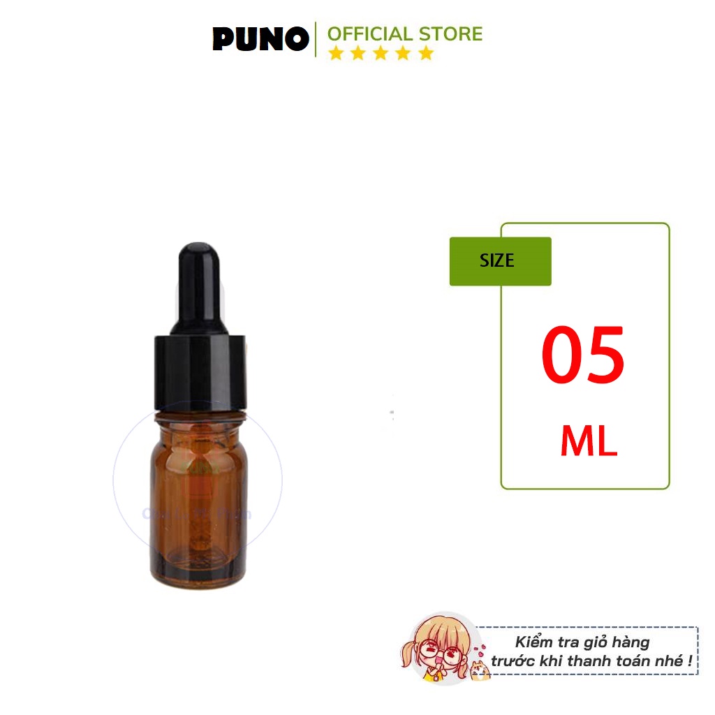 Chai tinh dầu nâu serum nắp bóp đen 5ml