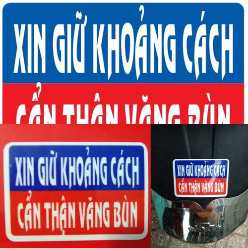 Tem XIN GIỮ KHOẢNG CÁCH CẨN THẬN VĂNG BÙN I 1 TẤM 7cmX5cm - Vindecal BD