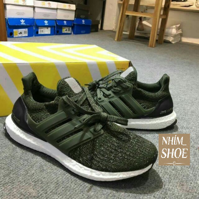 Giày Thể Thao ULTRA BOOST 3.0 Dark Green Màu Xanh Rêu (Hàng có sẵn)