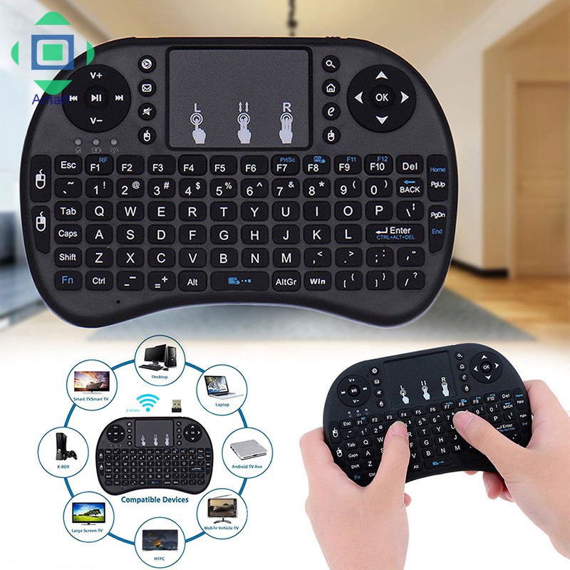 Tay cầm điều khiển có bàn phím không dây có kết nối bluetooth Mini cho máy tính/ Tivi thông minh