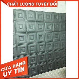 Bộ 10 Tấm Xốp Dán Tường Giả Da Ô Vuông Màu Xám,Da Xám, Da P3 Xám, Ghi Xám