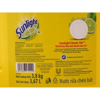 Nước rửa chén Sunlight can 3,8kg