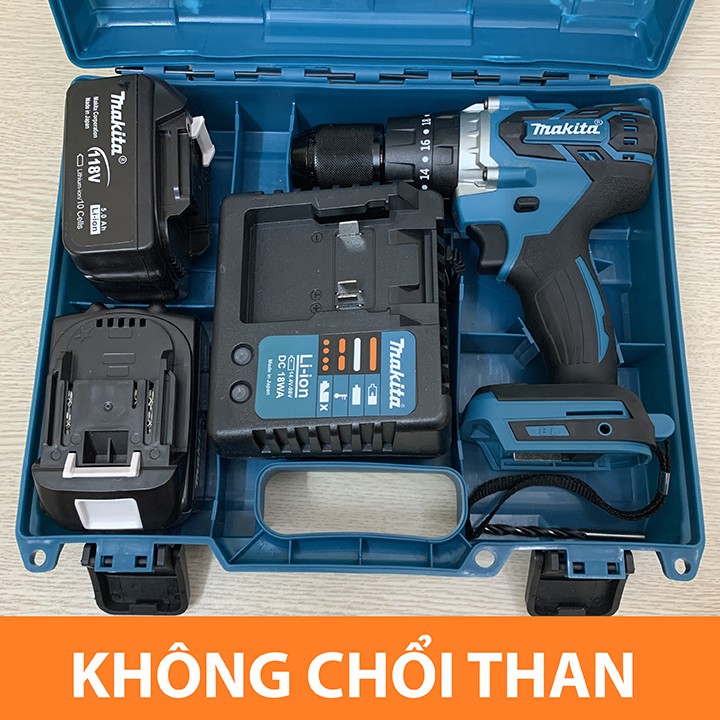 Máy Khoan Bê Tông Pin Maktia 118V Không Chổi Than, Máy Bắn Vít, Đầu Auto Lock, Tặng Kèm Mũi Khoan