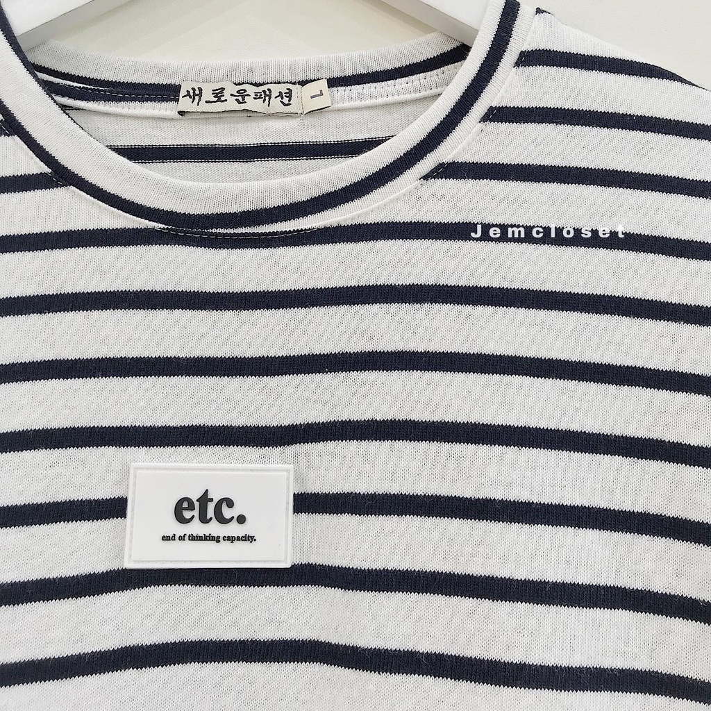 Áo Thun Nữ Tay Ngắn Kẻ Sọc JEM CLOSET Áo Phông Nữ Form Rộng Unisex Thấm Hút Mồ Hôi Thoáng Mát BASEUS 10112
