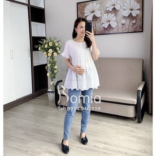 Áo bầu thô hoa chân khuy ngực
