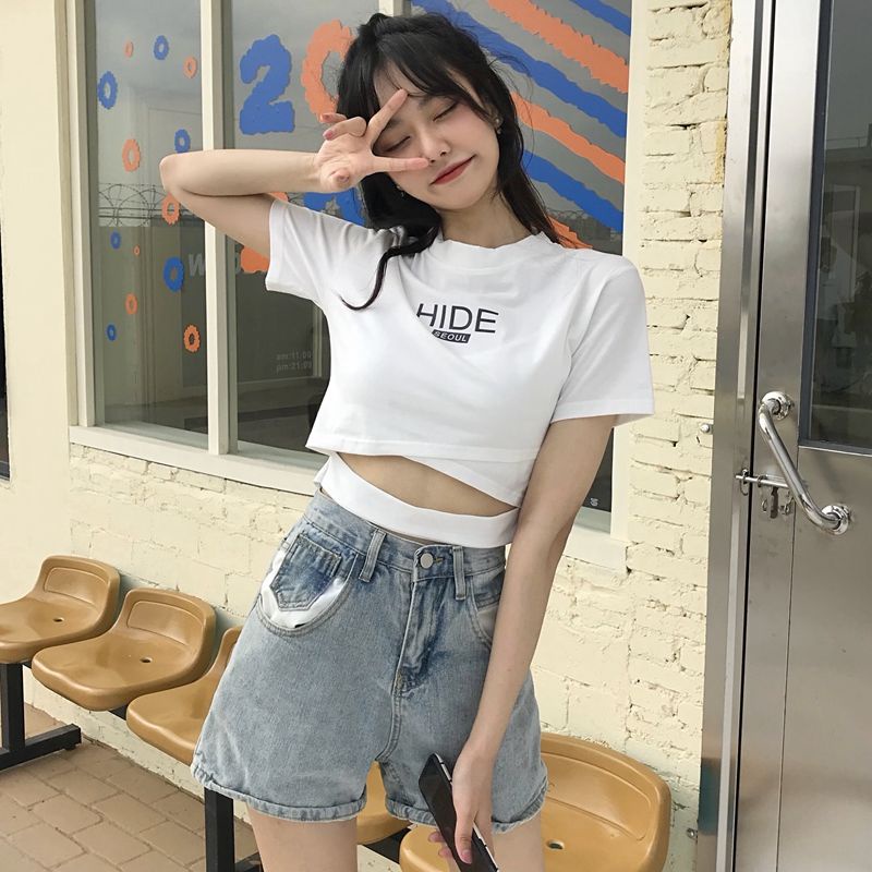 Áo Thun BH  Croptop Ngắn Tay Dáng Ôm Thời Trang Mùa Hè 2021 Dành Cho Nữ