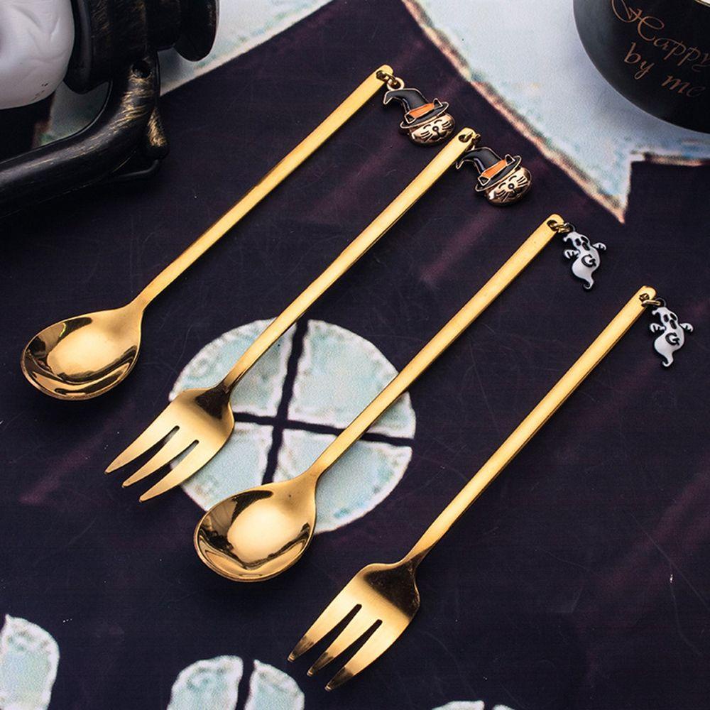 Bộ Muỗng Nĩa Ăn Tráng Miệng Họa Tiết Halloween