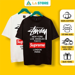 Áo Thun Unisex Cotton Thời Trang Stussy Form Rộng Tay Lỡ Nam Nữ Có Big Size | LẠ STORE