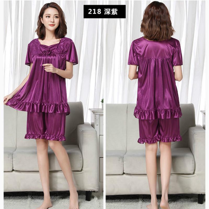 【COD】M ~ 5XL Lụa Ngắn Tay Plus Size Pajama Đồ Bộ Mặc Nhà Cho Người Trung Niên Bộ đồ Ngủ