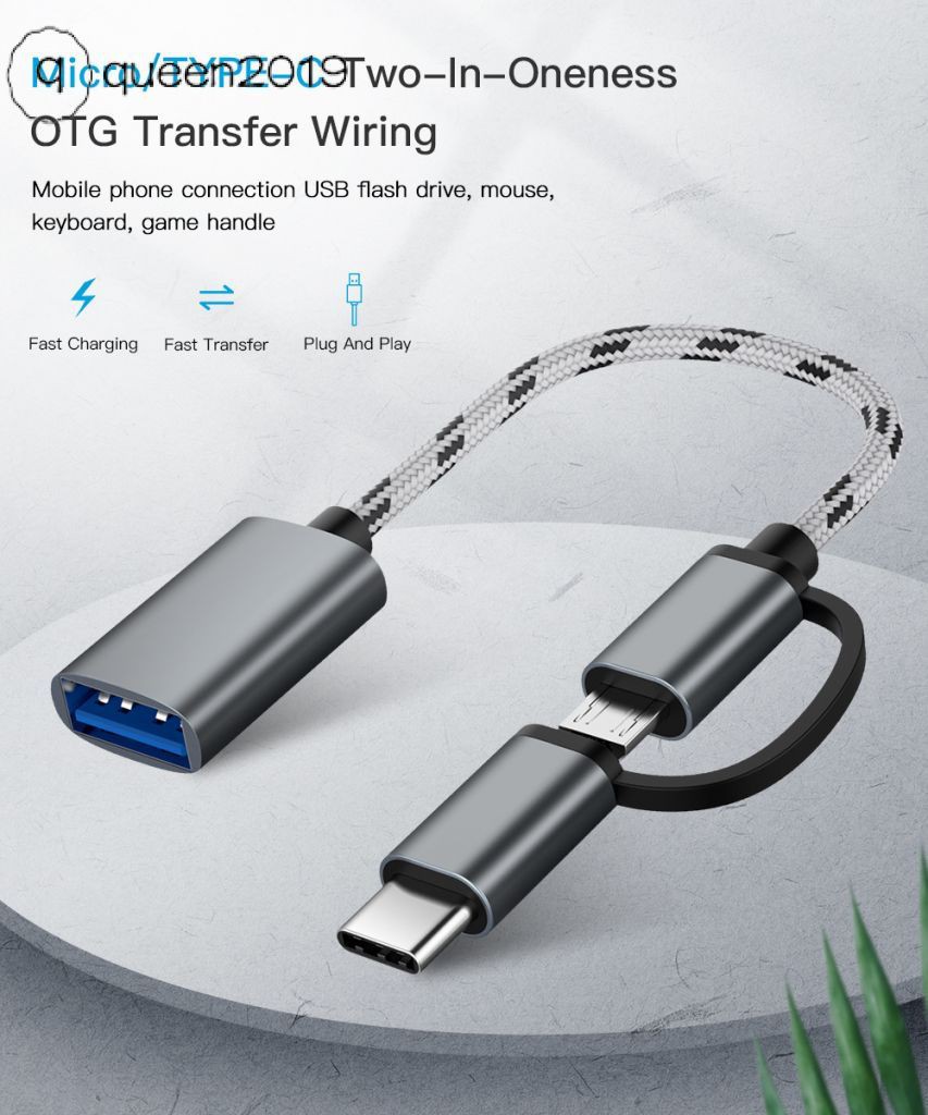 2 in 1  Type-C Micro USB To USB 3.0 Interface OTG Adapter Cable [queen]