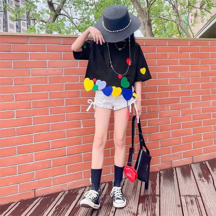 Bộ Áo Thun Ngắn Tay Phối Quần Short Kiểu Hoạt Hình Thời Trang Mùa Hè Cho Bé Gái 5-6-6 Tuổi 7-8-9 Tuổi 9-10-11-12 Tuổi 11-12 Tuổi