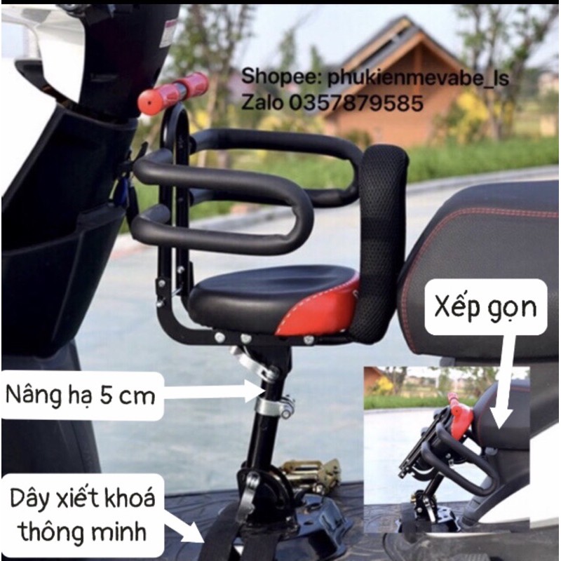 AA15-Ghế ngồi xe máy, xe máy điện, có vòng, xếp gọn, nâng lên hạ xuống (màu yên ngẫu nhiên)