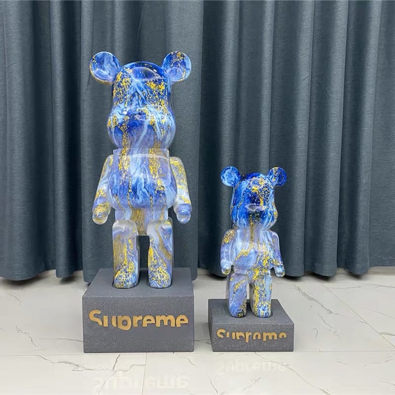 Tượng gấu bearbrick xanh vẩy sơn siêu đẹp