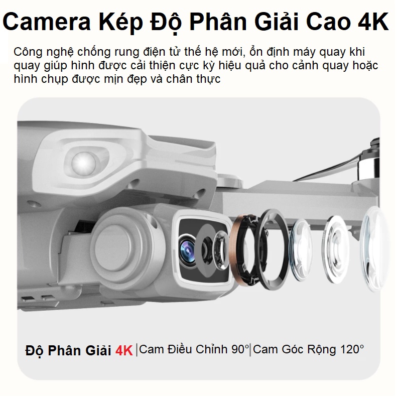 Flycam Giá Rẻ 4K L900 PRO Bảo Hành 12 Tháng Máy Bay Flycam , Gimbal 2 Trục, Động cơ không chổi than, Tầm xa 1200m