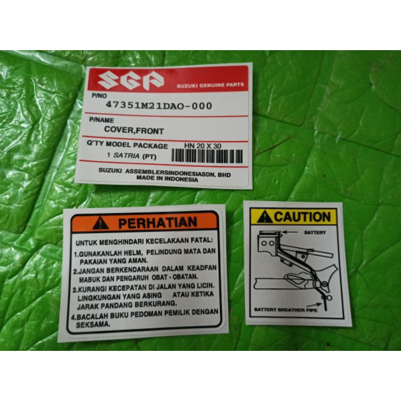 Bộ tem thông số Satria Indonesia