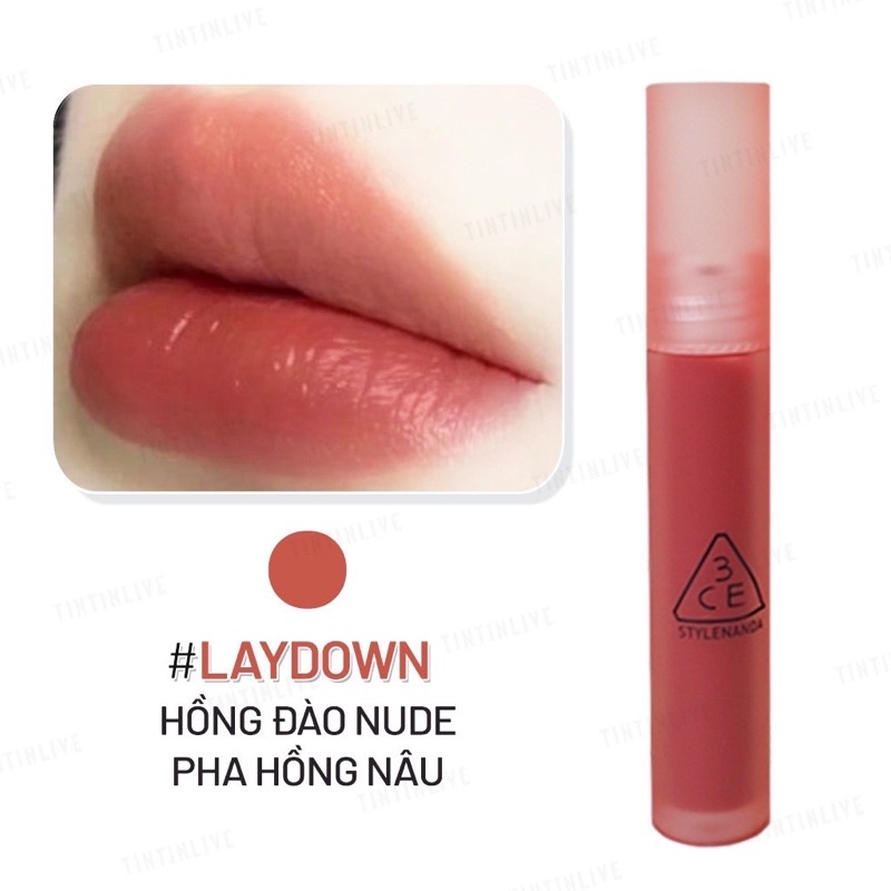 Son Kem Lì 3CE Blur Water Tint Mềm Mịn Lâu Trôi Sepia, Laydown, Bake beige