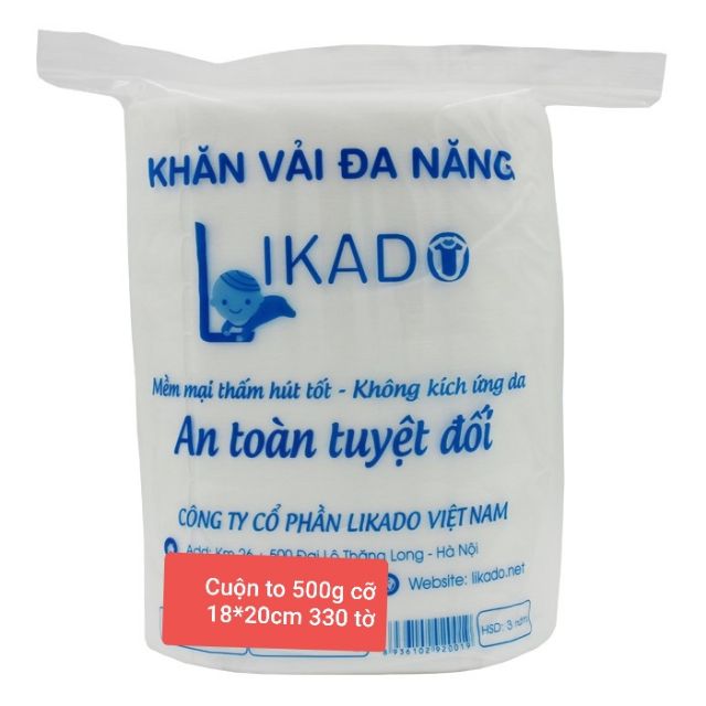 KHĂN VẢI ĐA NĂNG LIKADO cuộn 500g cỡ 18*20cm 330 tờ