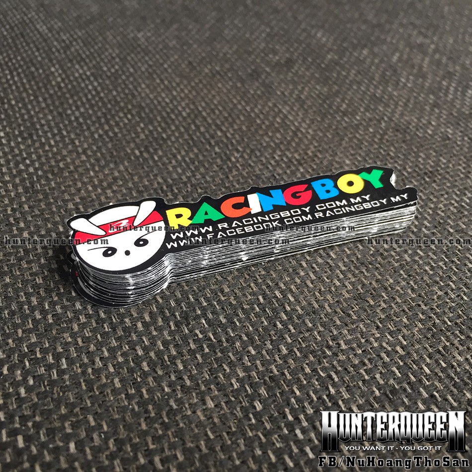 Bộ 2 hình VN Racing Boy mini [7.3x2cm]. Decal logo dễ thương, sticker in theo yêu cầu. Hình dán xe máy, điện thoại